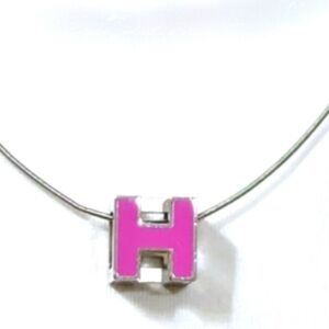 Hermes Pink 'H' Pendant Necklace
